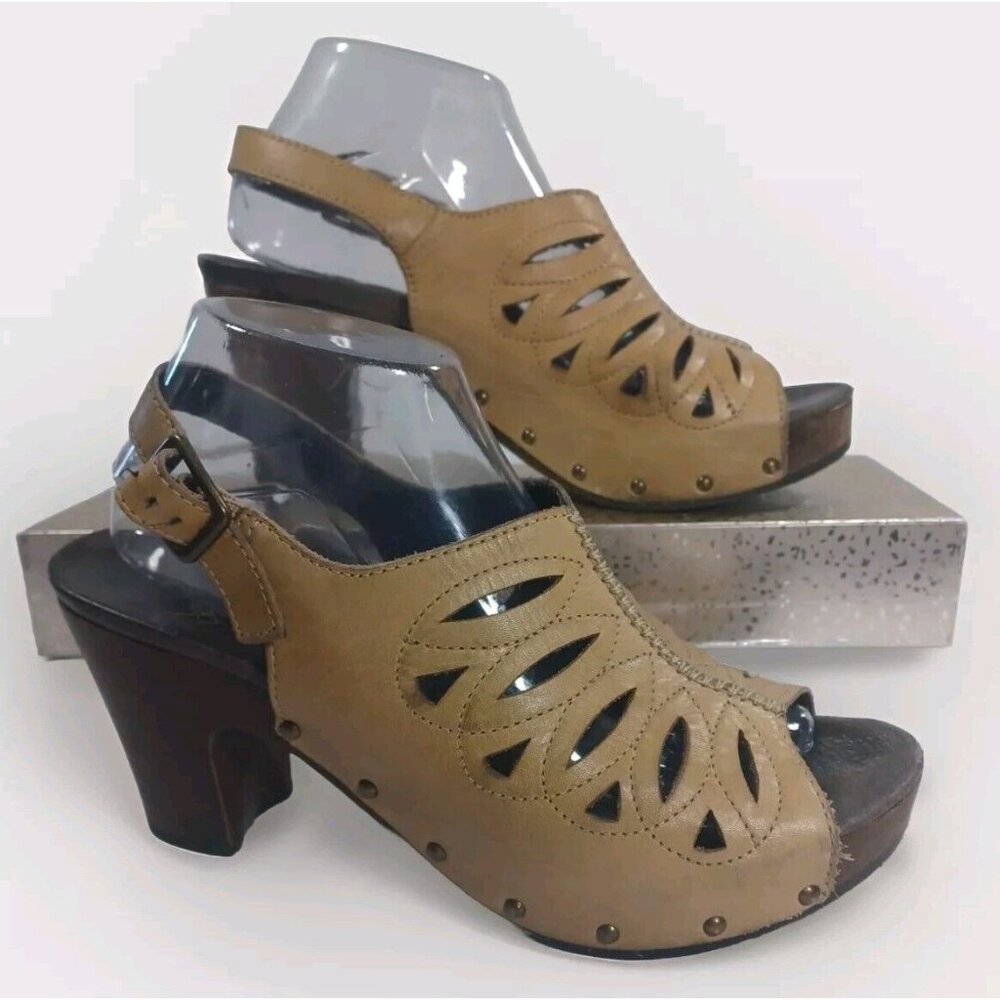Dansko Rowena Sand Dollar Tan Leather Slingback Clogs Heel Sz EU 41 US 9โฆ - Picture 3 of 10